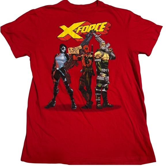 Marvel Other - Marvel XForce Deadpool Domino‎ Cable Graphic T Shirt Red Size Medium